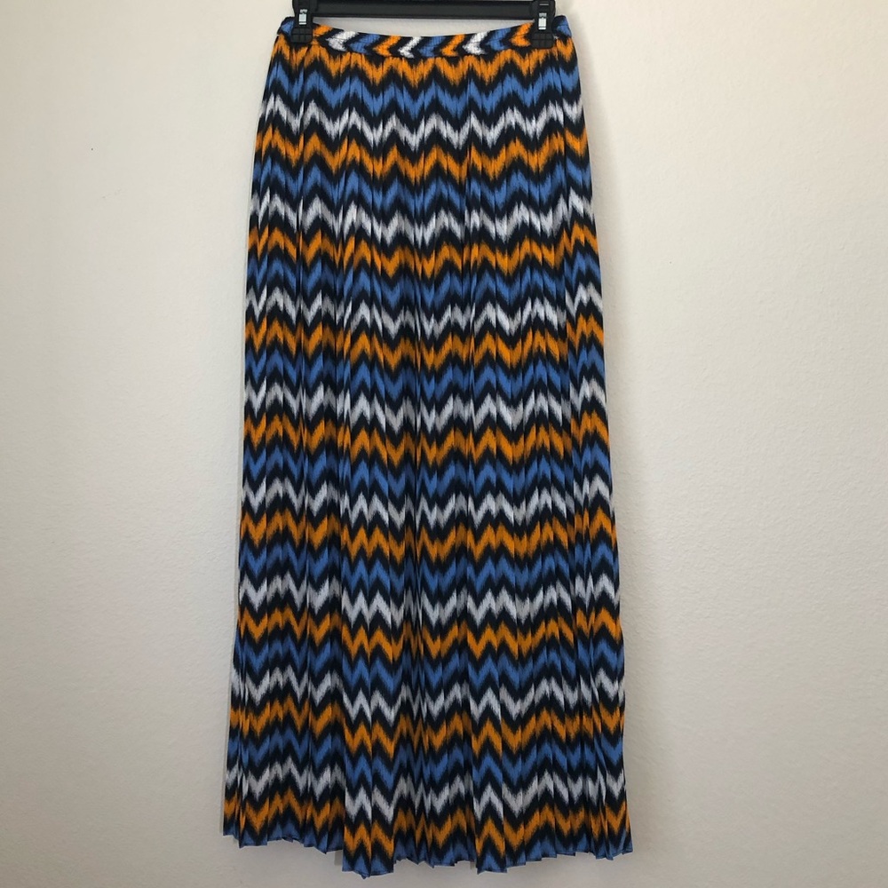 MICHAEL KORS BLUE ORANGE BLACK PLEATED SKIRT XS